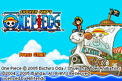 One Piece title screen for GameBoy Advance